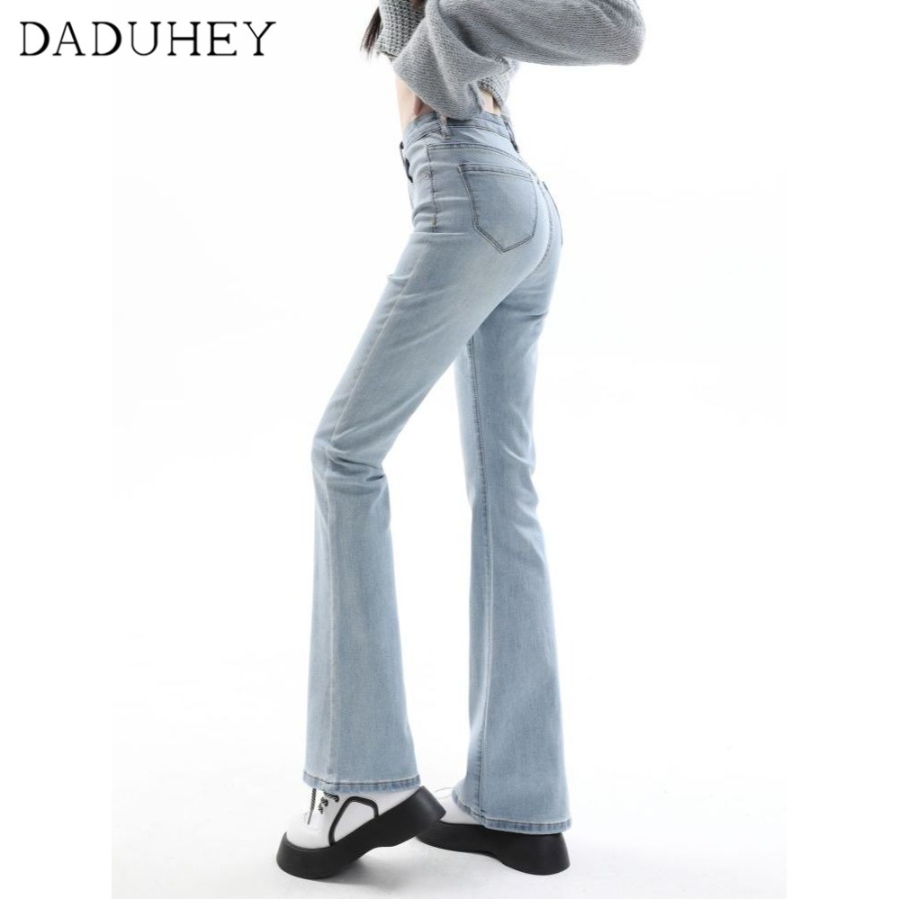daduhey-7-สี-ขาบาน-เอวสูง-ทรงสลิม-กางเกงยีนส์ผู้หญิง-ทรงชิค-แมทช์ง่าย-ไม่เกะกะ-สลิม-ยีนส์สีล้วน