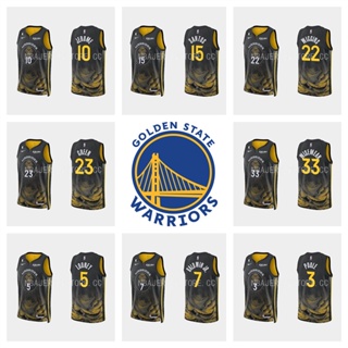 2022-2023 Golden State Warriors เสื้อบาสเก็ตบอลสีดำของผู้ชายสั้น -เสื้อยืดกีฬา