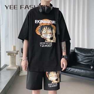 YEE Fashion Yee Fashion เสื้อยืดผู้ชาย ชุดเซ็ทผู้ชาย เสื้อ+กางเกงขสั้าน ผ้าเบา ไม่หด ไม่ย้วย Comfortable พิเศษ Trendy สบาย C28A00K 37Z230910