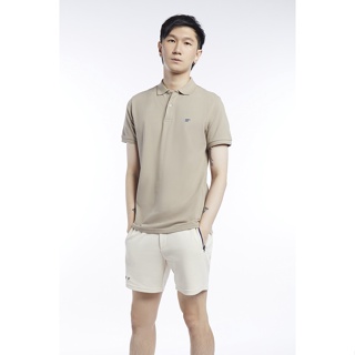 ESP เสื้อโปโลปักโลโก้ ผู้ชาย สีน้ำตาลอ่อน | Logo Embroidered Polo Shirt | 3665