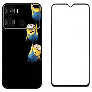 Itel P40 เคสโทรศัพท์ซิลิโคน TPU พิมพ์ลายการ์ตูนน่ารัก พร้อมฟิล์มกระจกนิรภัย