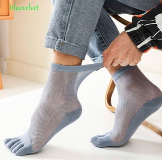 Bluevelvet ถุงเท้า ผ้าฝ้าย ผ้าตาข่าย แบบนิ่ม ระบายอากาศ ระงับกลิ่นกาย เหมาะกับฤดูร้อน สําหรับผู้ชาย