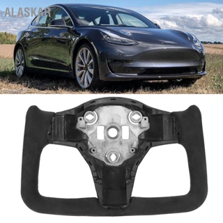 ALASKAR พวงมาลัย Yoke หนังนิ่มเต็มรูปแบบพร้อมแผ่นปิดด้านข้างคาร์บอนไฟเบอร์สำหรับ Tesla รุ่น 3 Y 2018+