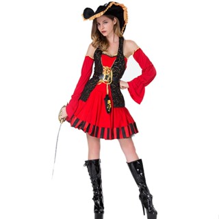 [New product in stock] Halloween cosplay womens dance movie role-playing performance suit red adult pirate costume quality assurance KYNB