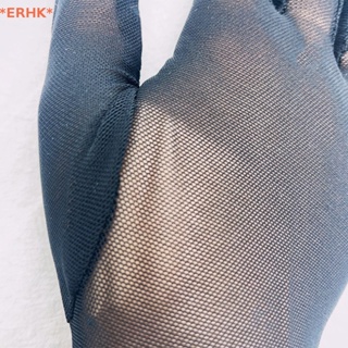 Erhk&gt; ถุงมือยาว ผ้าลูกไม้ แบบบาง ยืดหยุ่นสูง ระบายอากาศ สีดํา เซ็กซี่ สําหรับผู้หญิง