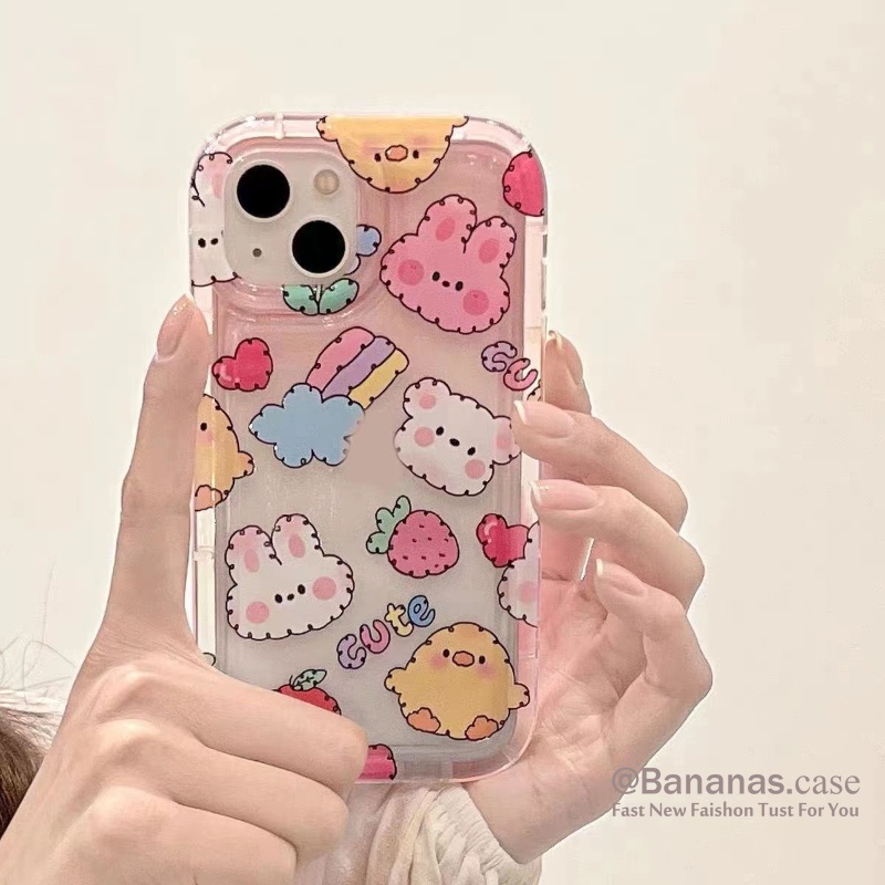 เคสโทรศัพท์มือถือแบบนิ่ม-ใส-ลายการ์ตูนกระต่าย-สตรอเบอร์รี่-สําหรับ-iphone-14-plus-14-13-12-11-pro-max-x-xr-xs-max-7-8-plus-se2020