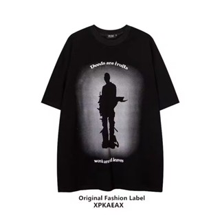 เสื้อยืดแขนสั้น ผ้าฝ้ายแท้ 100% ทรงหลวม สไตล์ฮิปฮอป อเมริกัน แฟชั่นฤดูร้อน สําหรับผู้ชาย