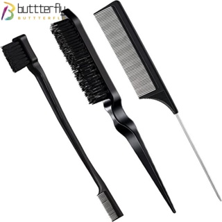 BUTTTERFLY 3Pcs Slick Brush Set Styling Tools Brushing Combing for Edge Back Teasing Brush