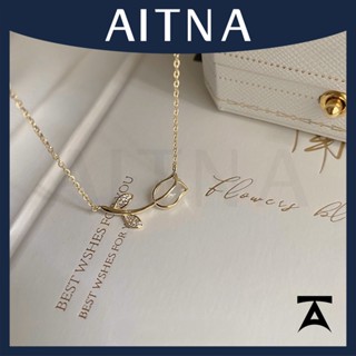 Aitna สร้อยคอโชคเกอร์ จี้รูปดอกทิวลิป ประดับคริสตัล สีเงิน สีทอง สําหรับผู้หญิง