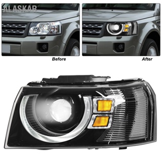 ALASKAR ไฟหน้า LED แบบเต็มลำแสงคู่เปลี่ยนโปรเจคเตอร์สำหรับ Land Rover Freelander 2 L359 2007-2015