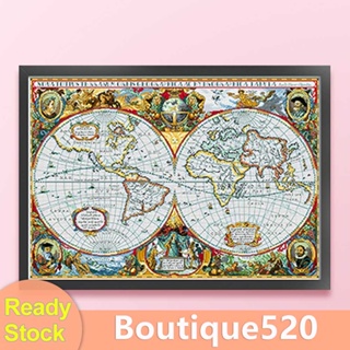 [boutique520.th] ด้ายผ้าฝ้าย 11CT พิมพ์ลายแผนที่โลก สําหรับปักครอสติช