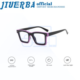 JIUERBA แบรนด์สไตล์ตะวันตกป้องกันแสงสีฟ้าสายตาสั้นแว่นตาแฟชั่นสแควร์ Photochromic TransitionPRO TR90 ป้องกันรังสีคอมพิวเตอร์เลนส์แบบถอดเปลี่ยนได้สําหรับผู้ชายและผู้หญิง