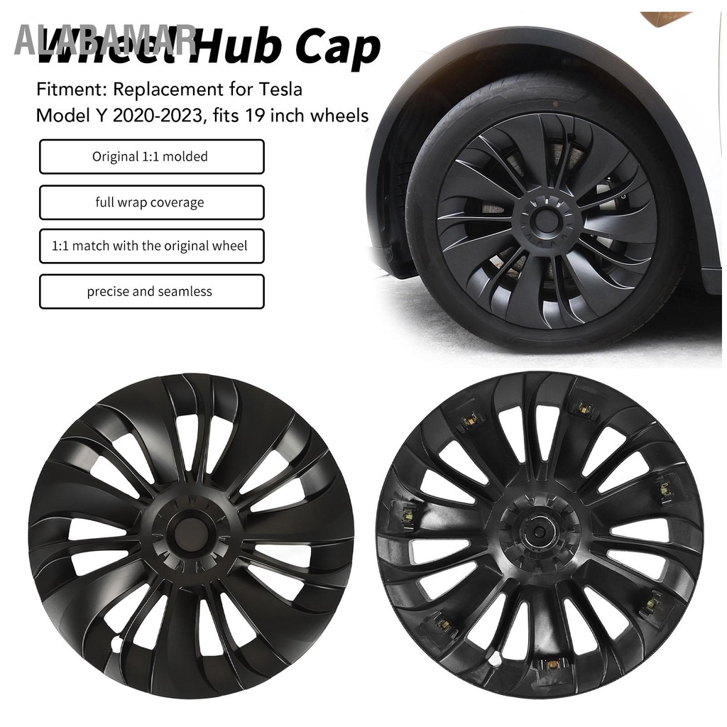 alabamar-4pcs-19in-ฝาครอบดุมล้อ-matte-black-cool-sporty-wheel-rim-cover-สำหรับ-tesla-รุ่น-y-2020-ถึง-2023