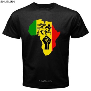 ดูดีนี่ ใหม่ เสื้อยืดลําลอง แขนสั้น พิมพ์ลายโลโก้ Africa Rasta Power Reggae Music สีดํา แฟชั่นสําหรับผู้ชาย และผู้หญิง