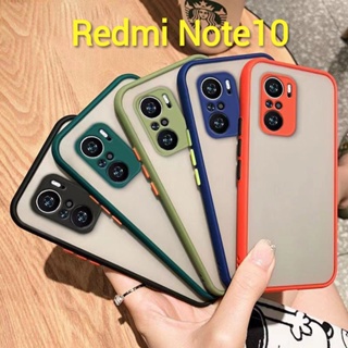 เคส คลุมกล้อง Redmi10 Poco F3 Redmi Note10 5G 4G Note10S Redmi Note10 Pro หลังขุ่น ขอบสี ปุ่มสี