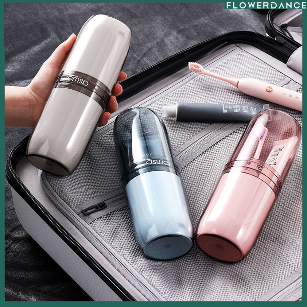 travel-storage-cup-travel-portable-brushing-cup-household-cylinder-toothbrush-storage-box-travel-family-wash-set-ดอกไม้