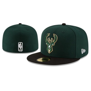 หมวกแก๊ปแฟชั่น ปักลาย NBA Milwaukee Bucks 59FIFTY สําหรับผู้ชาย ผู้หญิง