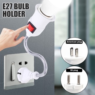 E27 Lamp Base Universal EU US Plug Bulb Holder with Switch Adjustable Socket Holder Energy Saving LED Desk Bulb Base Converter