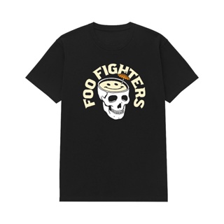 แฟชั่นใหม่ล่าสุด เสื้อยืดผ้าฝ้ายเสื้อยืด พิมพ์ลายหัวกะโหลก Rockerstar Band Foo Fighters สําหรับงานค็อกเทลL XL  XXL 3XL