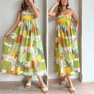 ชุดเดรสแขนกุด สายสปาเก็ตตี้ แฟชั่นฤดูร้อน ไซซ์ S-XL