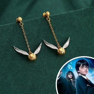 ต่างหูสตั๊ด รูปการ์ตูนอนิเมะ Harry Potter Deathly Hallows Golden Snitch Luna Lovegood