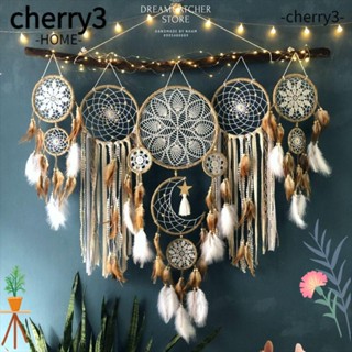 Cherry3 เครื่องรางดักฝัน แฮนด์เมด รูปดวงจันทร์ และดวงอาทิตย์ 5 ชิ้น สําหรับแขวนตกแต่งผนัง ห้องนั่งเล่น