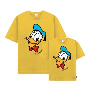 Disney T-Shirt Men &amp; Boy Flock Print Donald Duck Mouse&amp;Friends - เสื้อยืดผู้ชายและเด็ก ลายโดนัลด์ ดั๊ก พิมพ์กำมะหยี่ มิก