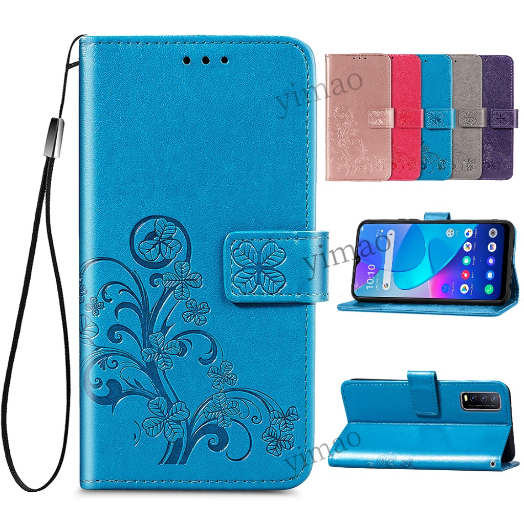 เคสหนัง ฝาพับ ลายใบโคลเวอร์สี่แฉก พร้อมช่องใส่บัตร สําหรับ OPPO CPH2127 ...