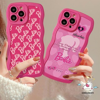 เคสโทรศัพท์มือถือนิ่ม ลายการ์ตูนบาร์บี้ หัวใจ สีแดงกุหลาบ สําหรับ Samsung A14 A50 A12 A04s A13 A52 A03s A23 A53 A22 A52s A04E A32 A11 A33 A04 A30s A50s A20 A02s M22 A31 A51 A21s
