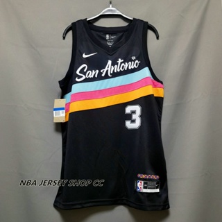 【คุณภาพสูง】ใหม่ ของแท้ NBA San Antonio Spurs สําหรับผู้ชาย #3 เสื้อกีฬาแขนสั้น ลายทีม Keldon Johnson Black City Swingman 2020-21