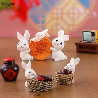 Fengjue ตุ๊กตากระต่ายปีใหม่จีน ขนาดเล็ก สําหรับตกแต่งบ้านตุ๊กตา TH