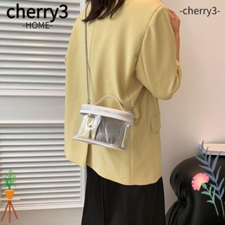 Cherry3 กระเป๋าเดินทาง PVC แบบใส น้ําหนักเบา สีพื้น แฟชั่นเจ้าหญิง