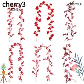 Cherry3 พวงมาลัยต้นคริสต์มาสประดิษฐ์ สําหรับตกแต่งต้นคริสต์มาส งานแต่งงาน