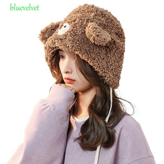 Bluevelvet หมวกบอมเบอร์ ลายหมีน่ารัก กันลม แฟชั่นฤดูหนาว สําหรับผู้หญิง
