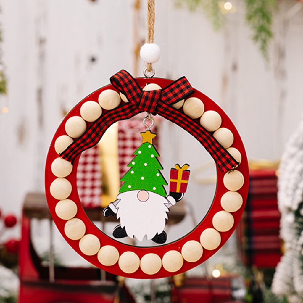 shopeestore-จี้ลูกปัดไม้-รูปโนม-ใช้ซ้ําได้-สําหรับตกแต่งบ้าน-เทศกาลคริสต์มาส