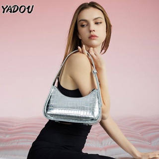 YADOU กระเป๋าใต้วงแขนเฉพาะสีเงินที่ขายดีที่สุดสำหรับกระเป๋าคลับไหล่เดี่ยวระดับไฮเอนด์ของผู้หญิง