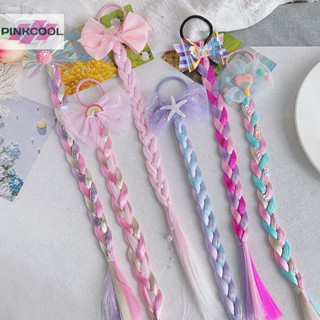 Pinkcool ที่คาดผมหางม้า แบบยางถักเปีย ลายการ์ตูนผีเสื้อ น่ารัก สีสันสดใส สําหรับเด็กผู้หญิง ขายดี