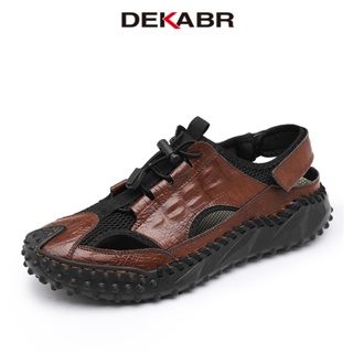 Dekabr Brand รองเท้าแตะ หนังวัวแท้ แฮนด์เมด ระบายอากาศ เหมาะกับเดินชายหาด แฟชั่นฤดูร้อน สําหรับผู้ชาย ไซซ์ 38-46