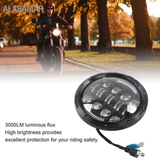 ALABAMAR 7in รถจักรยานยนต์ LED ไฟหน้า 6000K แสงสีขาว 3000LM 12V 80W กันน้ำสากล