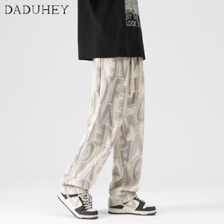 DaDuHey🔥 Mens 2023 New American Style Fashion Brand Hip Hop Loose Pants Corduroy Full Printed Fashionable All-Match Straight Casual Pants