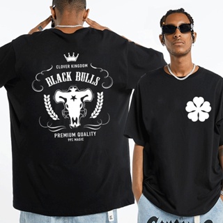 Black Bulls Whisky Label White Black Clover T Shirt MenS WomenS Summer Oversized T-Shirt Short Sleeves Streetwear_03
