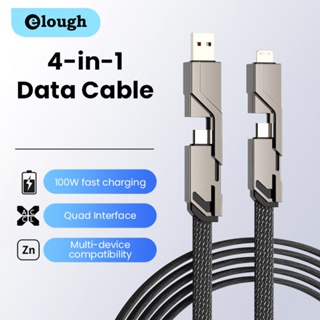 Elough 4 in 1 สายชาร์จ USB Type C เป็น USB C L 100W สําหรับโทรศัพท์มือถือ PD