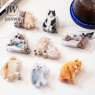 Jianwu คลิปอะคริลิค รูปแมว สองด้าน สําหรับจัดเก็บเครื่องเขียน DIY 1 ชิ้น