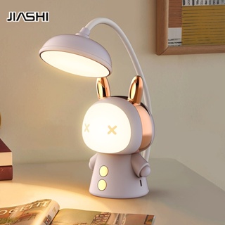 JIASHI โคมไฟตั้งโต๊ะ LED โคมไฟตั้งโต๊ะป้องกันดวงตาแบบชาร์จไฟได้แบบพับได้โคมไฟข้างเตียง