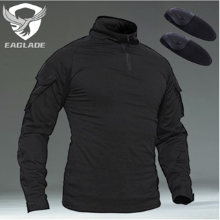 Eaglade เสื้อเชิ้ตยาว ลายกบยุทธวิธี YDJX-G2-HXLT สีดํา ยืดหยุ่น ป้องกันข้อศอก