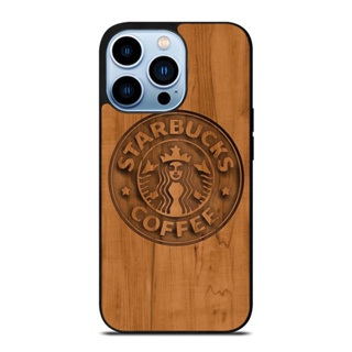 เคสโทรศัพท์มือถือ ลายโลโก้ Starbucks ไม้ กันกระแทก สําหรับ IPhone 14 Plus 13 Pro Max 12 Mini X