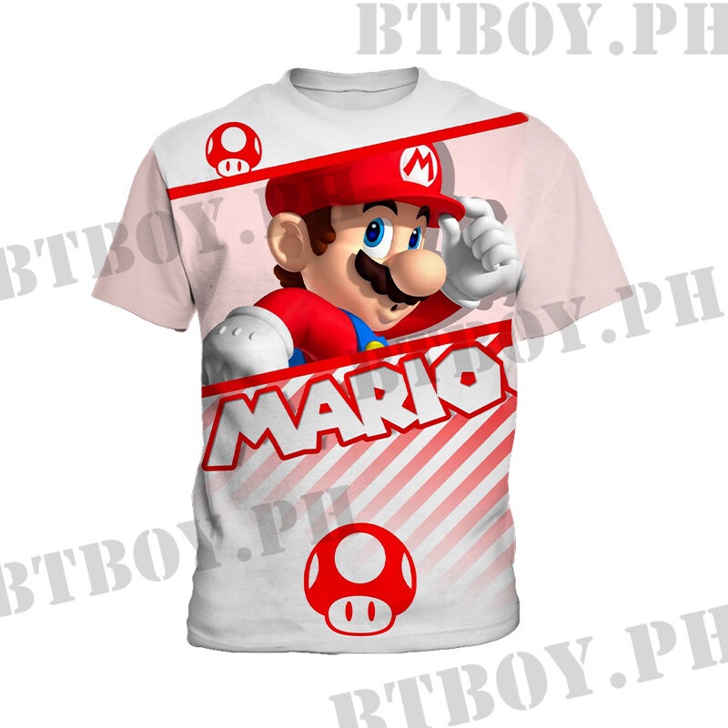 เสื้อยืดแขนสั้น-พิมพ์ลาย-super-mario-bros-แฟชั่นฤดูร้อน-สําหรับเด็กผู้หญิง