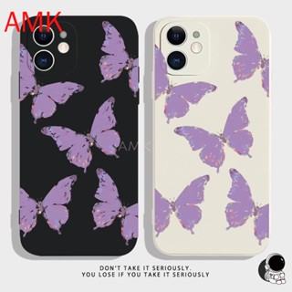 เคสโทรศัพท์มือถือแบบใส กันรอยเลนส์กล้อง ลายผีเสื้อน่ารัก สีม่วง สําหรับ Samsung A31 A32 A33 A42 A50 A51 A51 A52 A60 A70 A71 A71 A72 A21S A04 A34 A54 A13 5G GNCMF