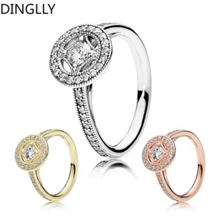 Dinglly แหวนหมั้น สีโรสโกลด์ ปลอดสารพิษ สไตล์เรโทร สําหรับผู้หญิง ผู้ชาย คู่รัก แหวนวางซ้อนกันได้ ของขวัญหมั้น งานแต่งงาน