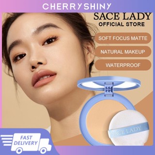 Sace LADY แป้งฝุ่นแต่งหน้า ควบคุมความมัน กันน้ํา ธรรมชาติ ขนาดกะทัดรัด พร้อมพัฟแต่งหน้า ติดทนนาน